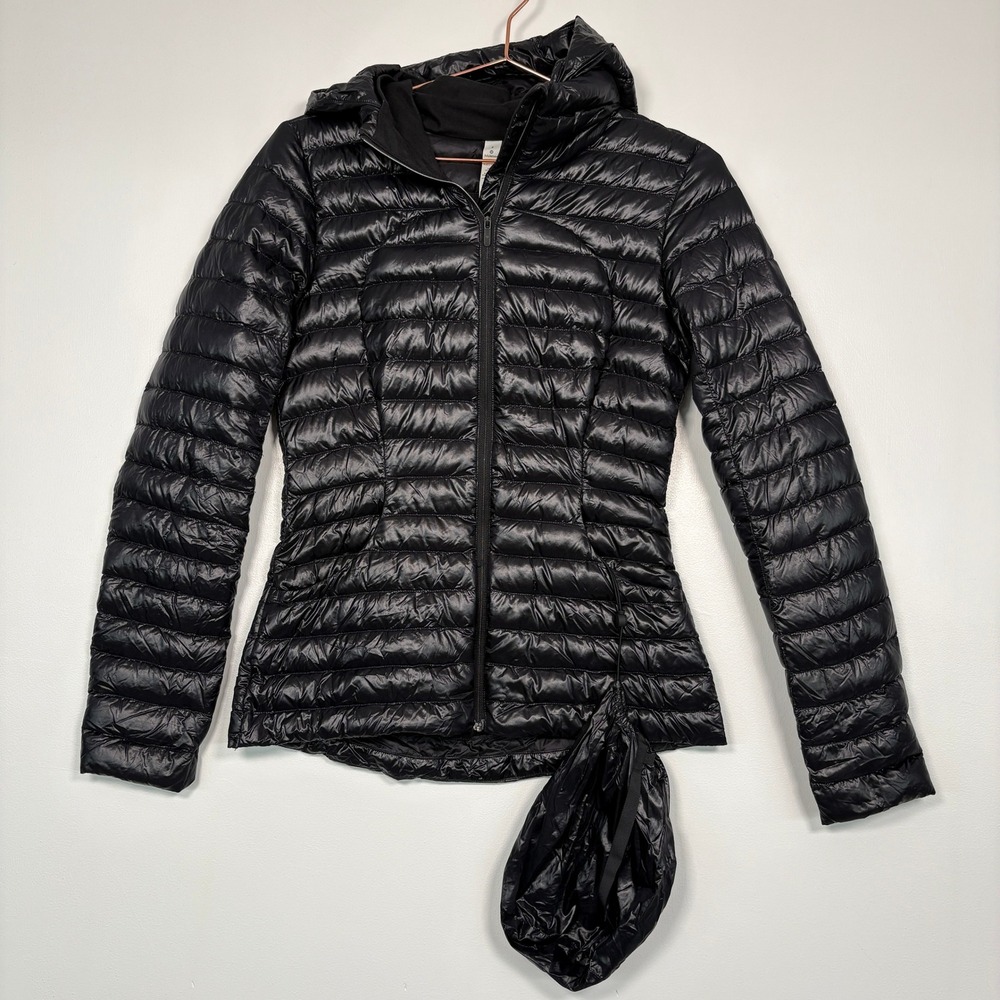 Lululemon Womens Pack It Down Jacket 4 Black Puffer Removable Hood LW4BDAS‎
